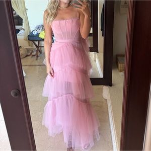 COPY - Corset Tulle Gown in Pink Tint